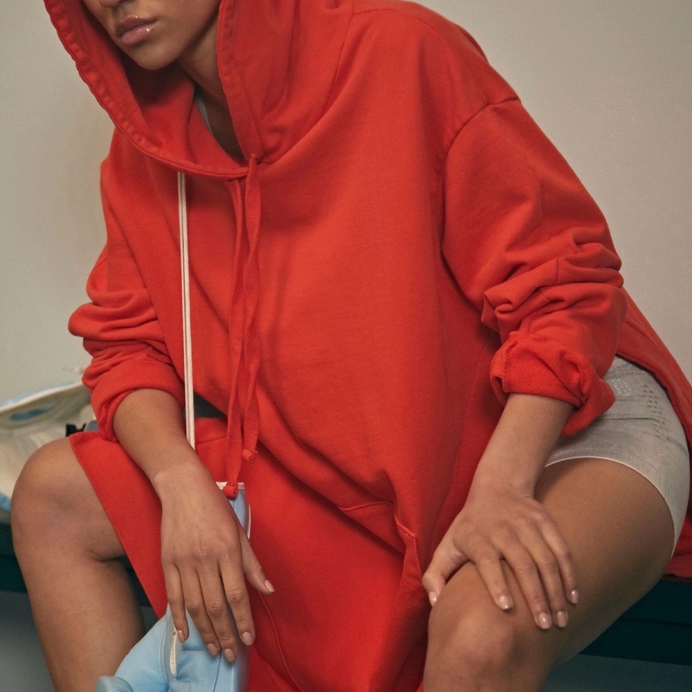 Orange Hoodie Sweatshirt Dress - Picture 2 of 11